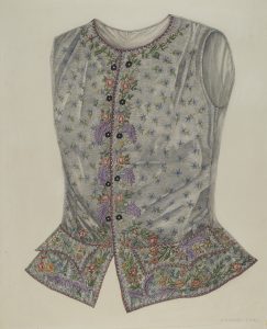 a silk vest with floral patterning and a flared waist