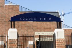 Cooper Field's entrance stands tall in the middle of campus