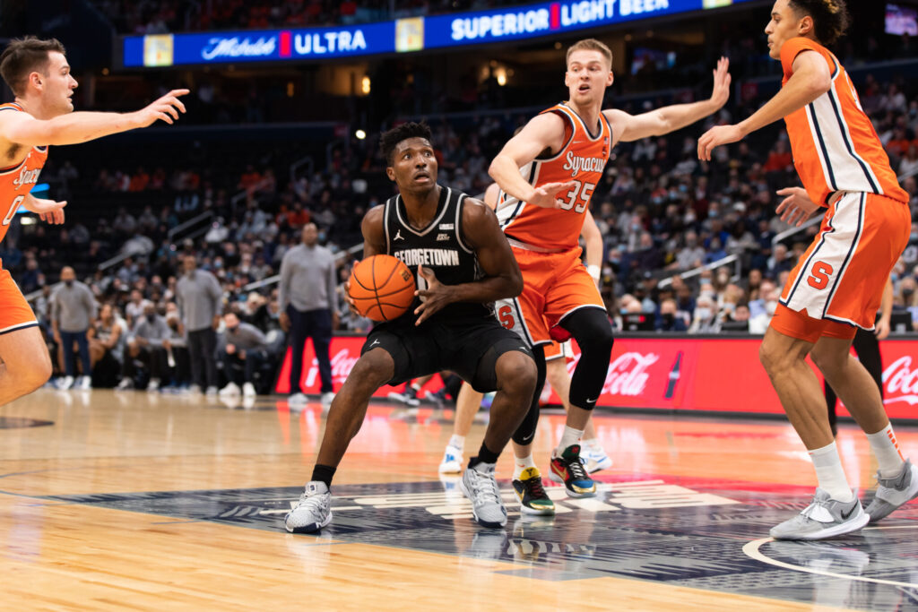 Aminu Mohammed goes up for a shot against Syracuse.