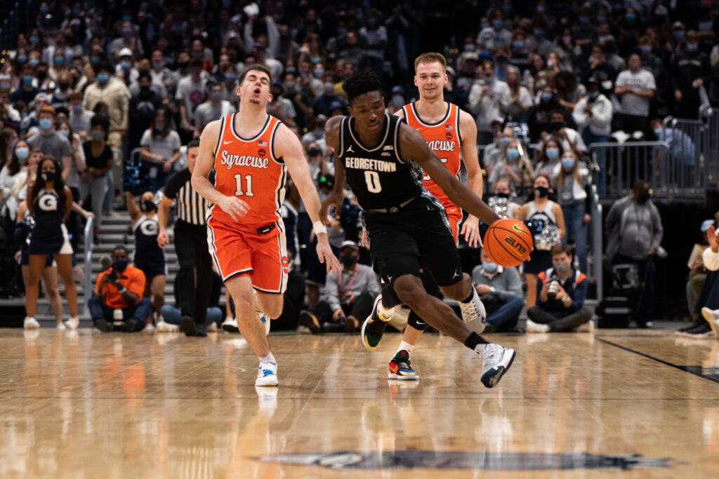 Aminu Mohammed drives to the end of the court.