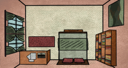 An illustration of the inside of a dorm room