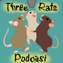 Three rats gathered around a microphone singing.